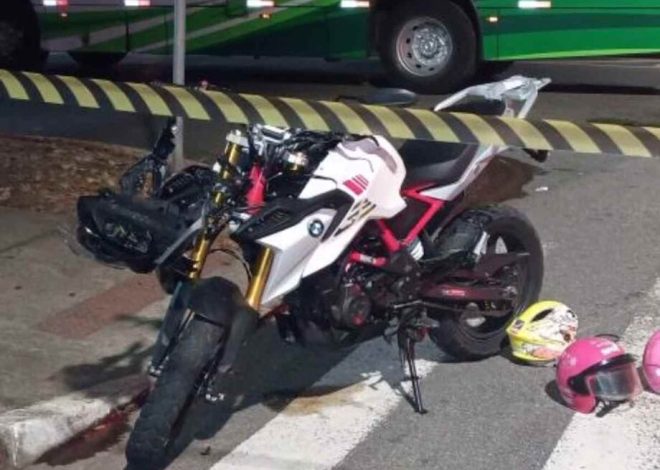 Colisão entre ônibus e moto deixa vítima fatal e outro ferido em Santos
